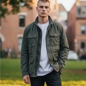 NWT GAP Military Fatigue Jacket Mens M Pockets Utility Cargo Green Y2K Hooded